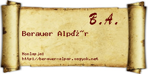 Berauer Alpár névjegykártya